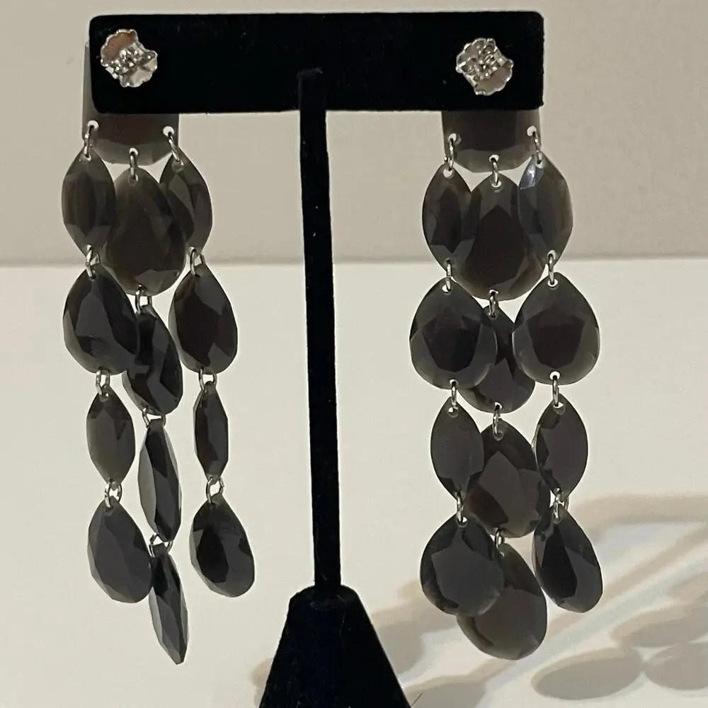 Women’s Open Edit Nordstrom Chandelier Dangle Earrings Smoky Gray Black NWT